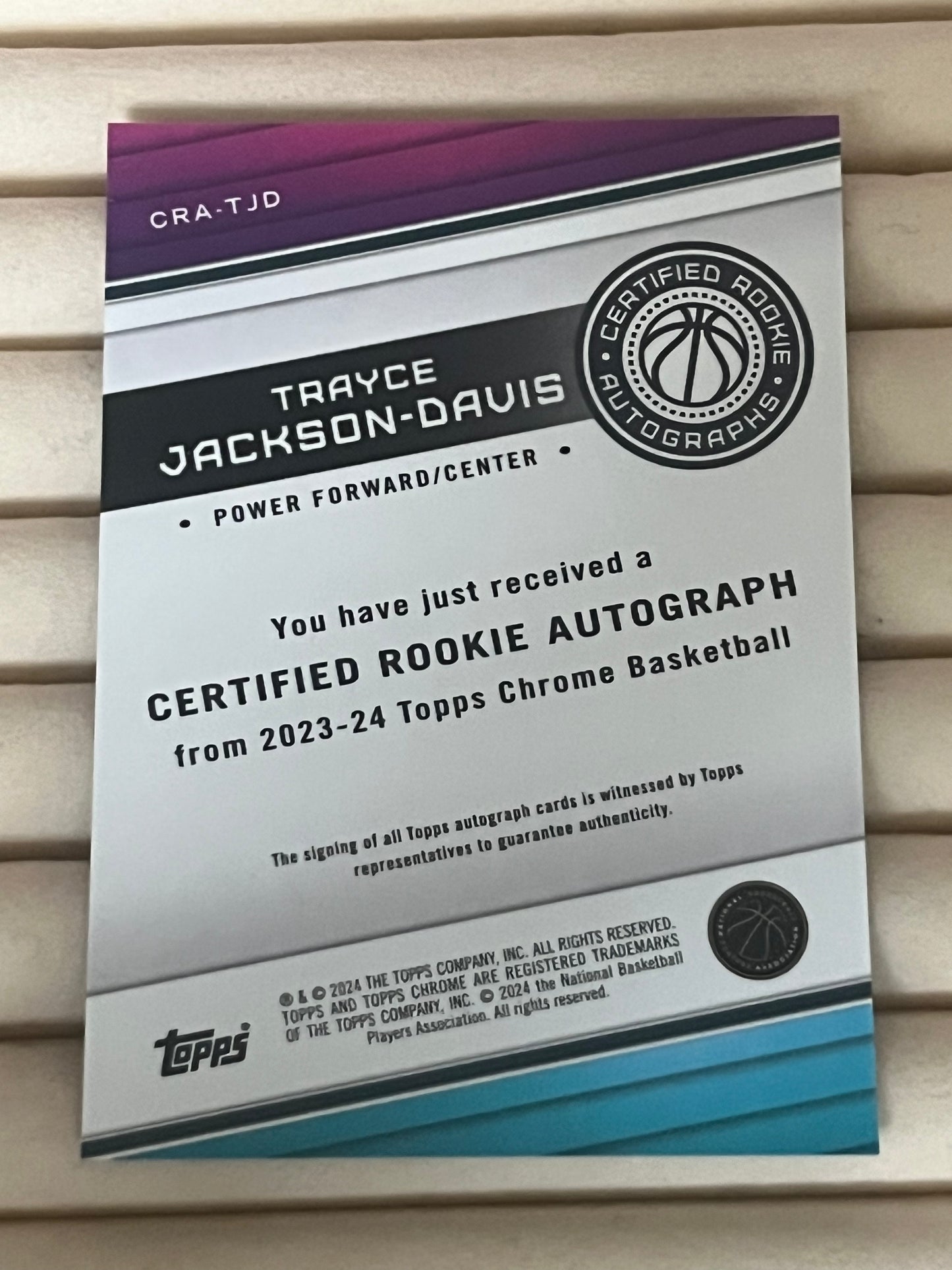 Trayce Jackson-Davis Signed Trading Card